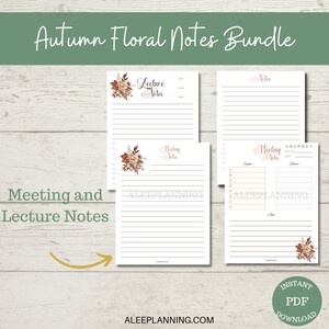 Autumn Note Page Printable | Fall Note Page Bundle| Printable Note ...