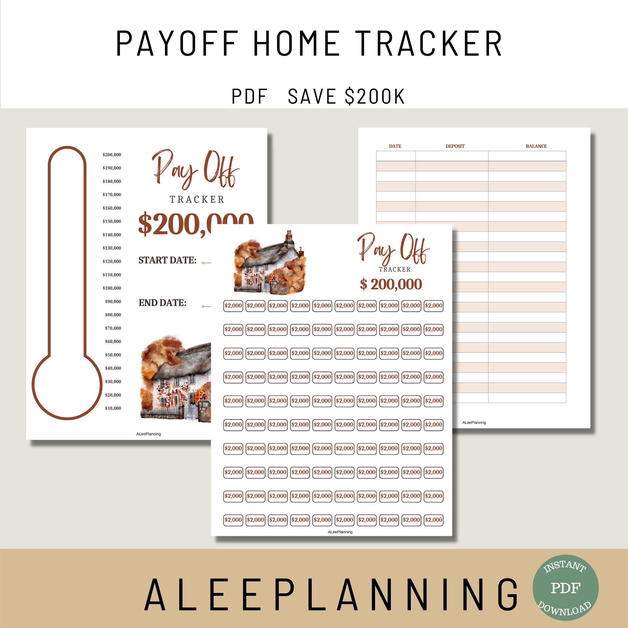 Mortgage Payoff Tracker 200K Printable Debt Tracker Home Payoff Tracker ...