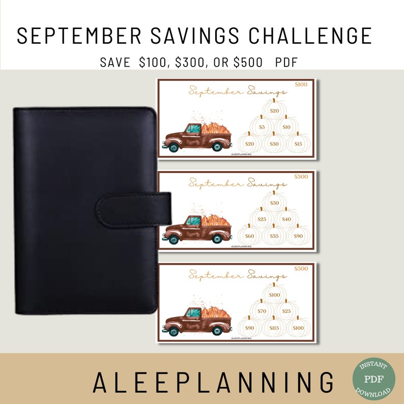 September Savings Challenge A6 Binder Inserts Mini Savings Tracker Low ...