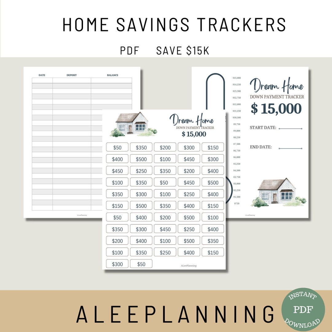 15K Home Savings Tracker: Dream Home Downpayment (PDF) - Etsy