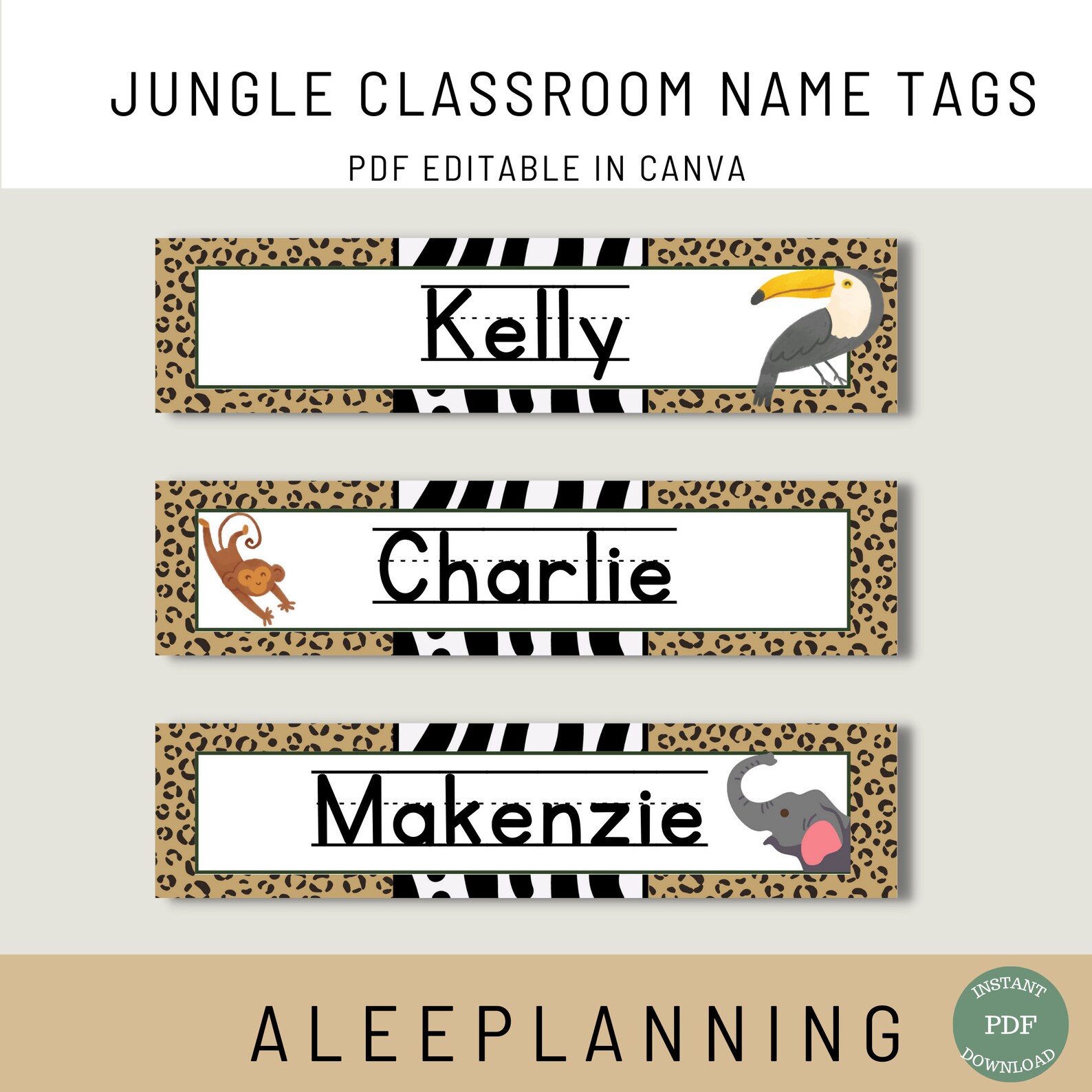 Student Desk Name Tag Jungle Classroom Safari Classroom Safari Name