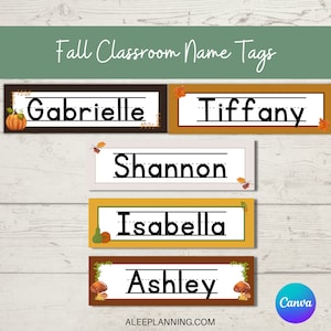 Classroom Name Tags Editable | Fall Classroom Decor| Classroom Labels| Student Name Tag | Pumpkin
