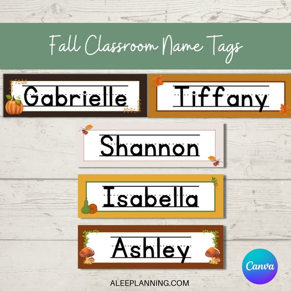 Classroom Name Tags Editable Fall Classroom Decor Classroom Etsy