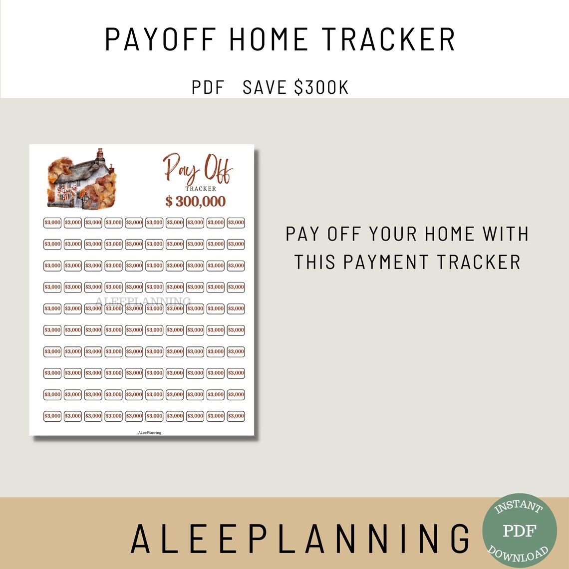 300K Home Payoff Tracker Printable Debt Tracker Mortgage Payoff Tracker Debt Free Chart House