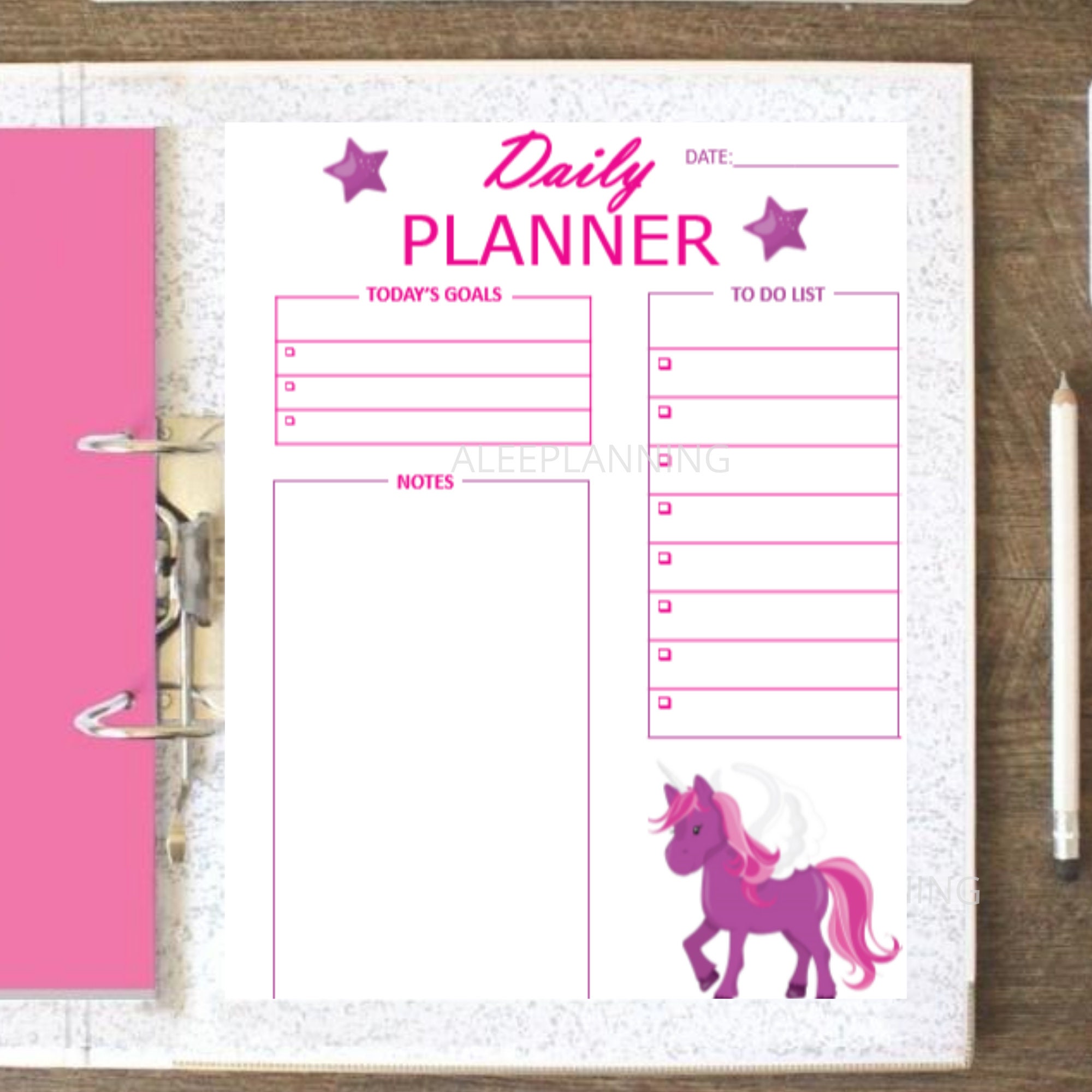 Unicorn Daily Planner Printable Kids Daily Planner Etsy