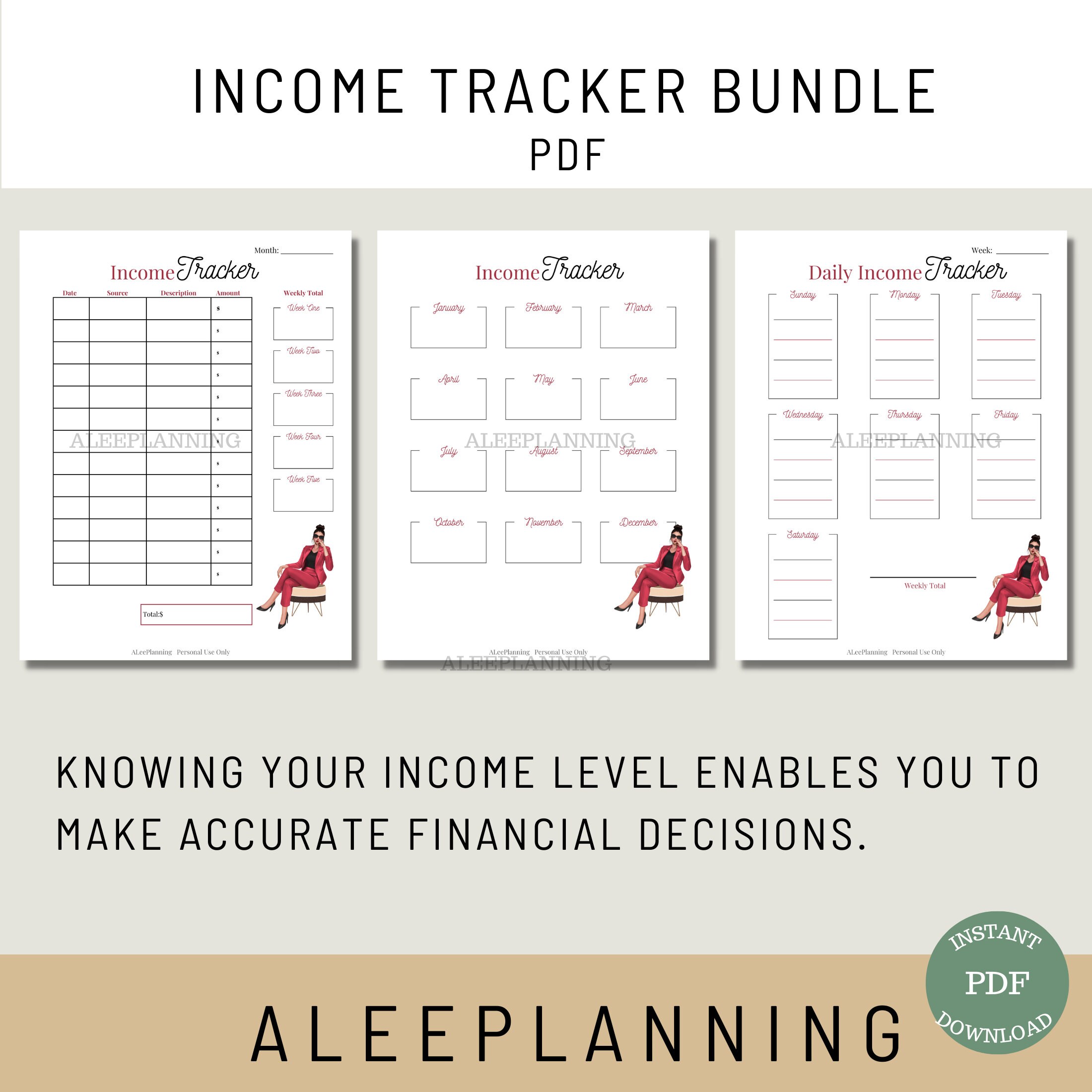 Tracker Printable Template Side Hustle Business