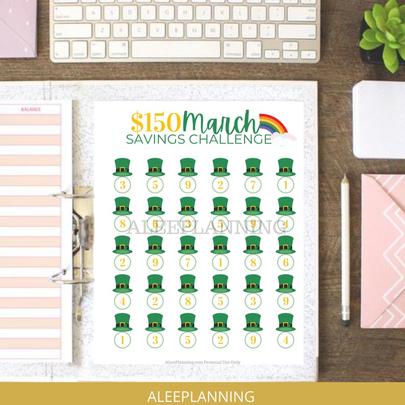 March Money Savings Challenge Savings Tracker St. Patricks Etsy