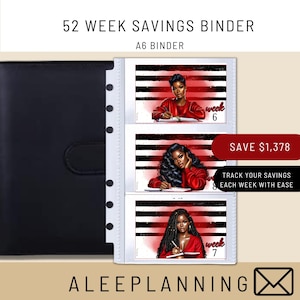 52 Week Savings Challenge Binder Savings Binder Cash Stuffing a6 Cash Binder 1378 Savings Black Woman Savings 1K Savings