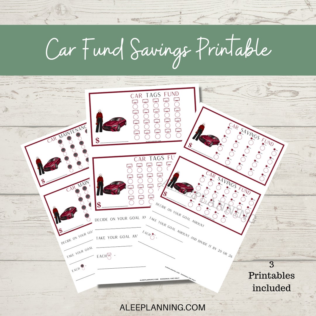 Car Savings Tracker Printable: Fund, Tags, Maintenance (digital ...