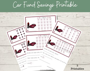 Car Savings Tracker Printable: Fund, Tags, Maintenance (Digital Download)