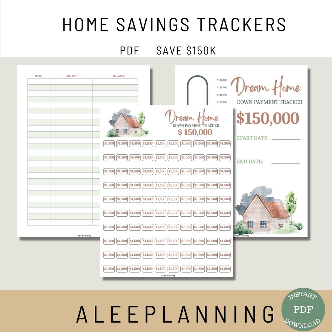 Home Savings Track 150K Home Buying Printable House Sinking Fund House