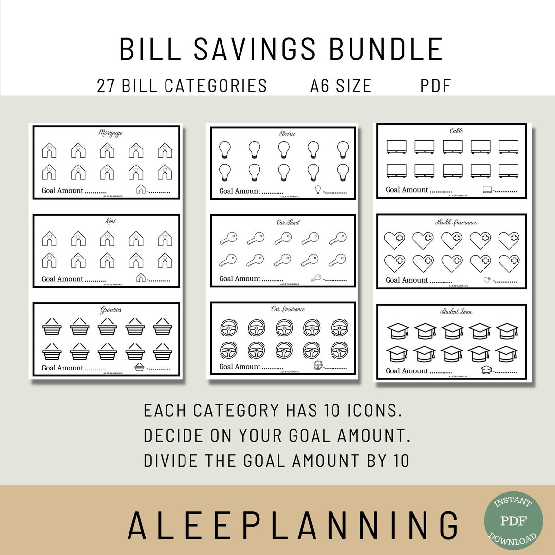 Cash Envelope Bills Bill Binder A6 Printable Budget Binder Etsy