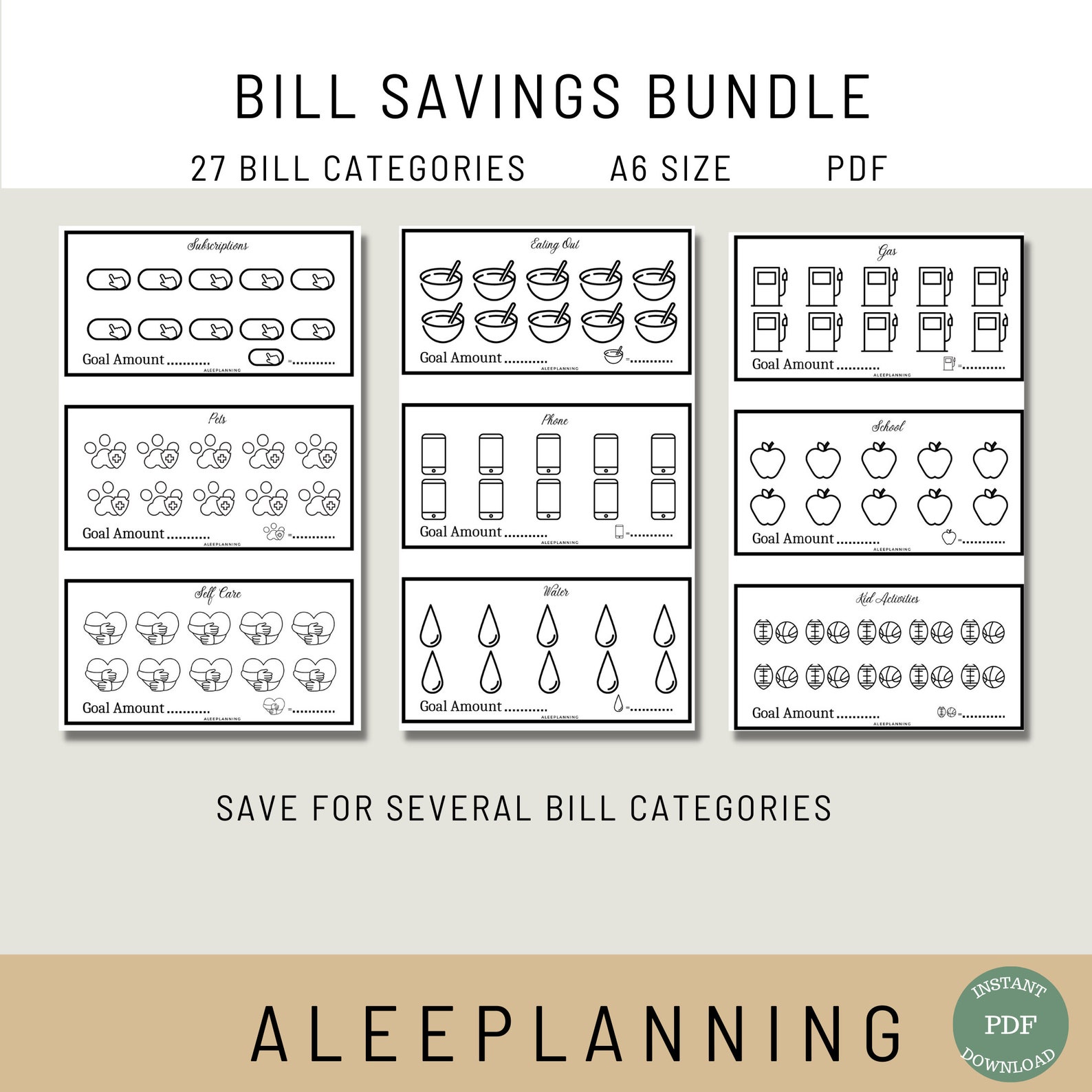 Cash Envelope Bills Bill Binder A6 Printable Budget Binder Etsy