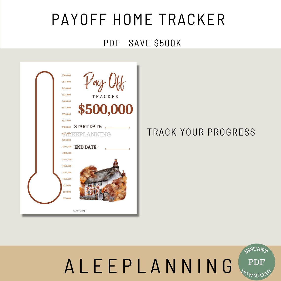 House Payoff Tracker 500K Printable Debt Tracker Home Payoff Tracker