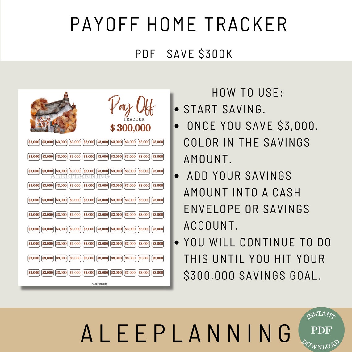 300K Home Payoff Tracker Printable Debt Tracker Mortgage Etsy