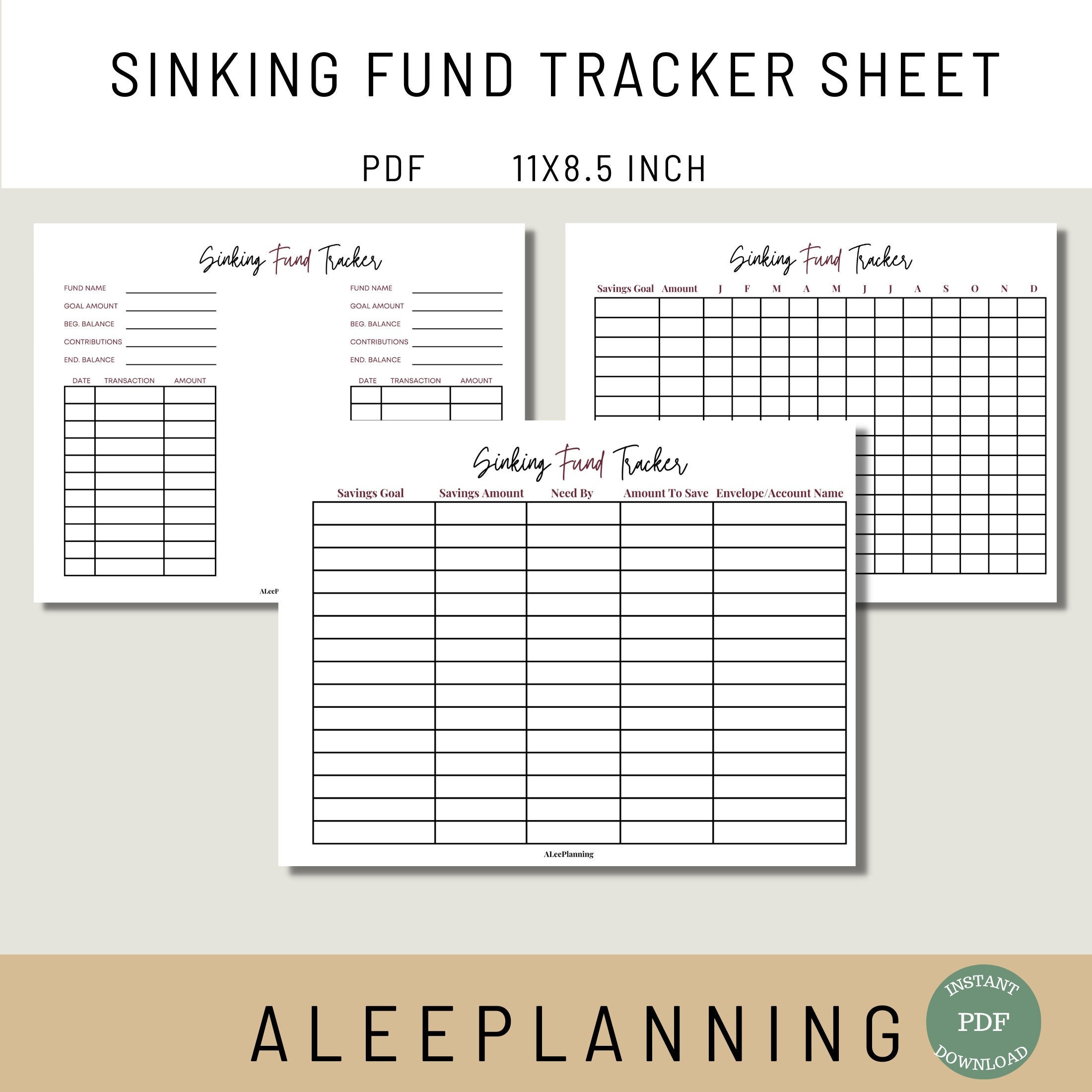 Sinking Funds Tracker Sheet Printable| Savings Log|Savings Goal Sheet|Savings Tracking Worksheet| Funds Sheet Printable|Savings Goal Tracker