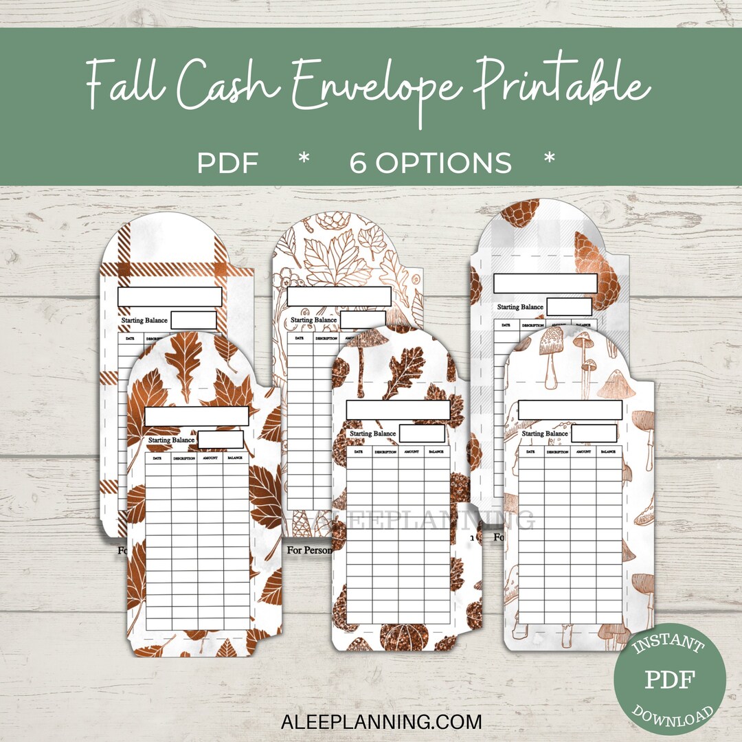 Fall Cash Envelopes Printable| Printable Cash Envelopes | Set of 6 ...