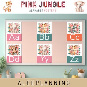 Jungle Alphabet Posters Printable Teacher For Classroom Educational Homeschool Preschool Alphabet Wall Art Bulletin Board Animal Letters