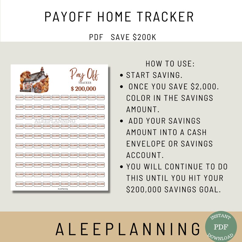 Mortgage Payoff Tracker 200K Printable Debt Tracker Home Payoff Tracker Debt Free Chart House