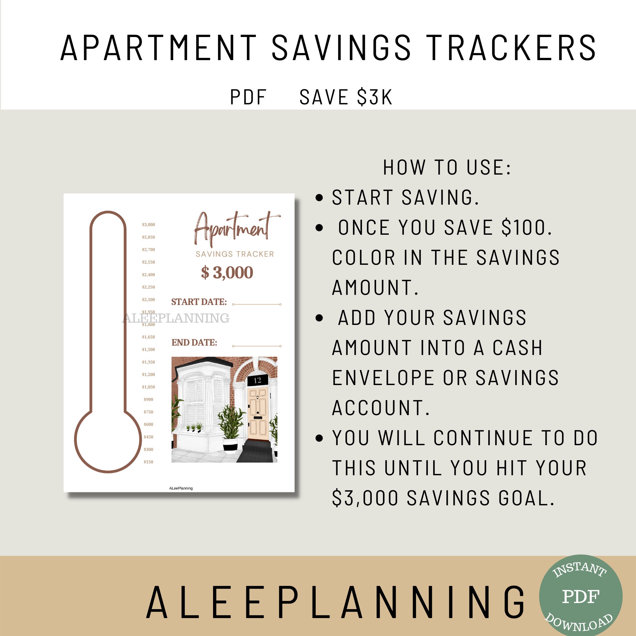 Picture of Apartment Savings Tracker 3k Sinking Fund Printable Apartment ...