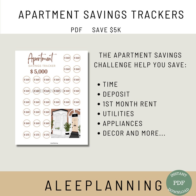 Apartment Savings Tracker 5k Sinking Fund Printable Apartment