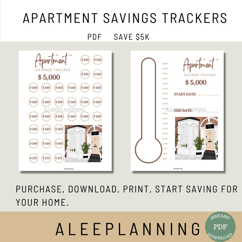 Apartment Savings Tracker 5k Sinking Fund Printable Apartment