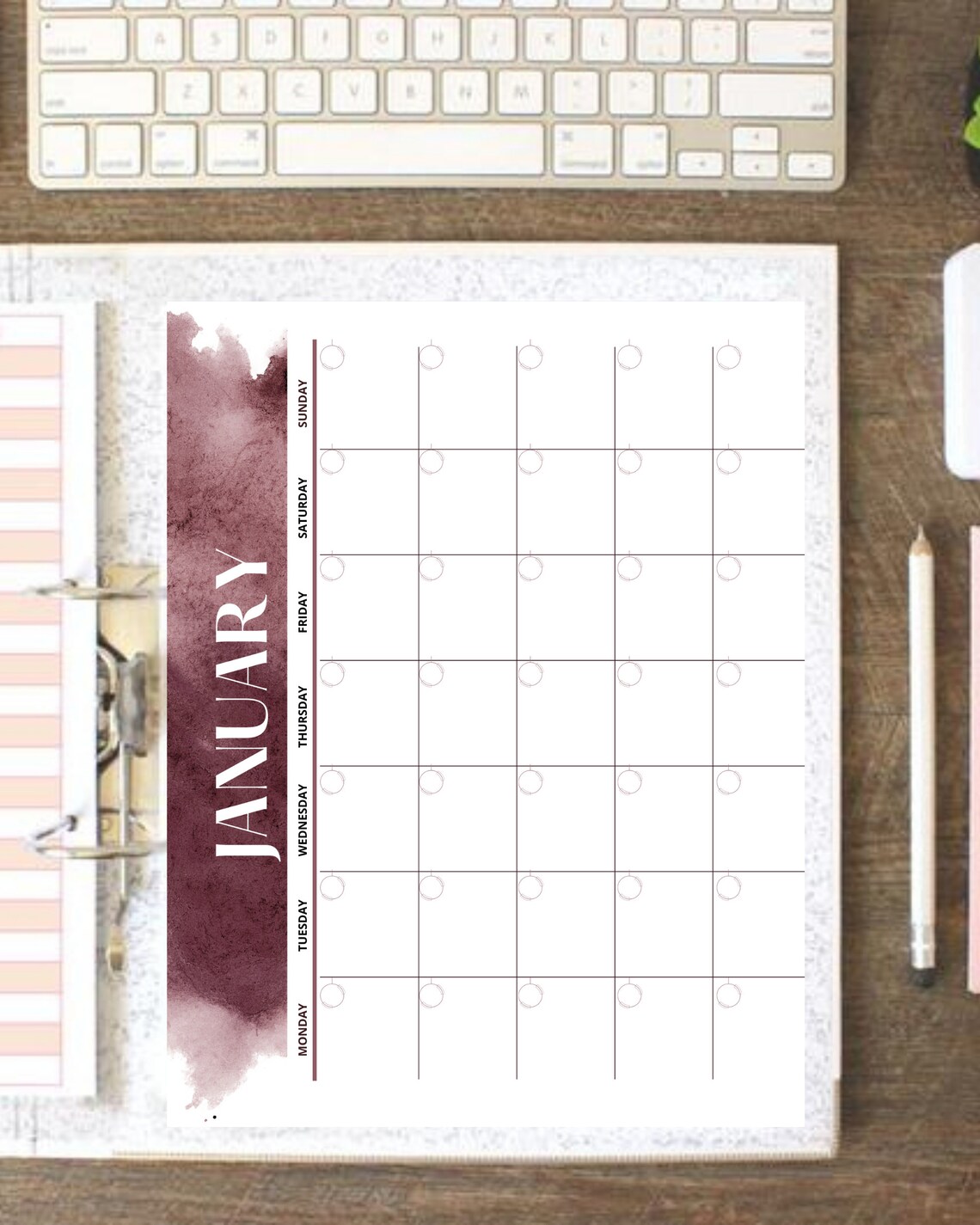 Purple Blank Calendar Printable | Etsy
