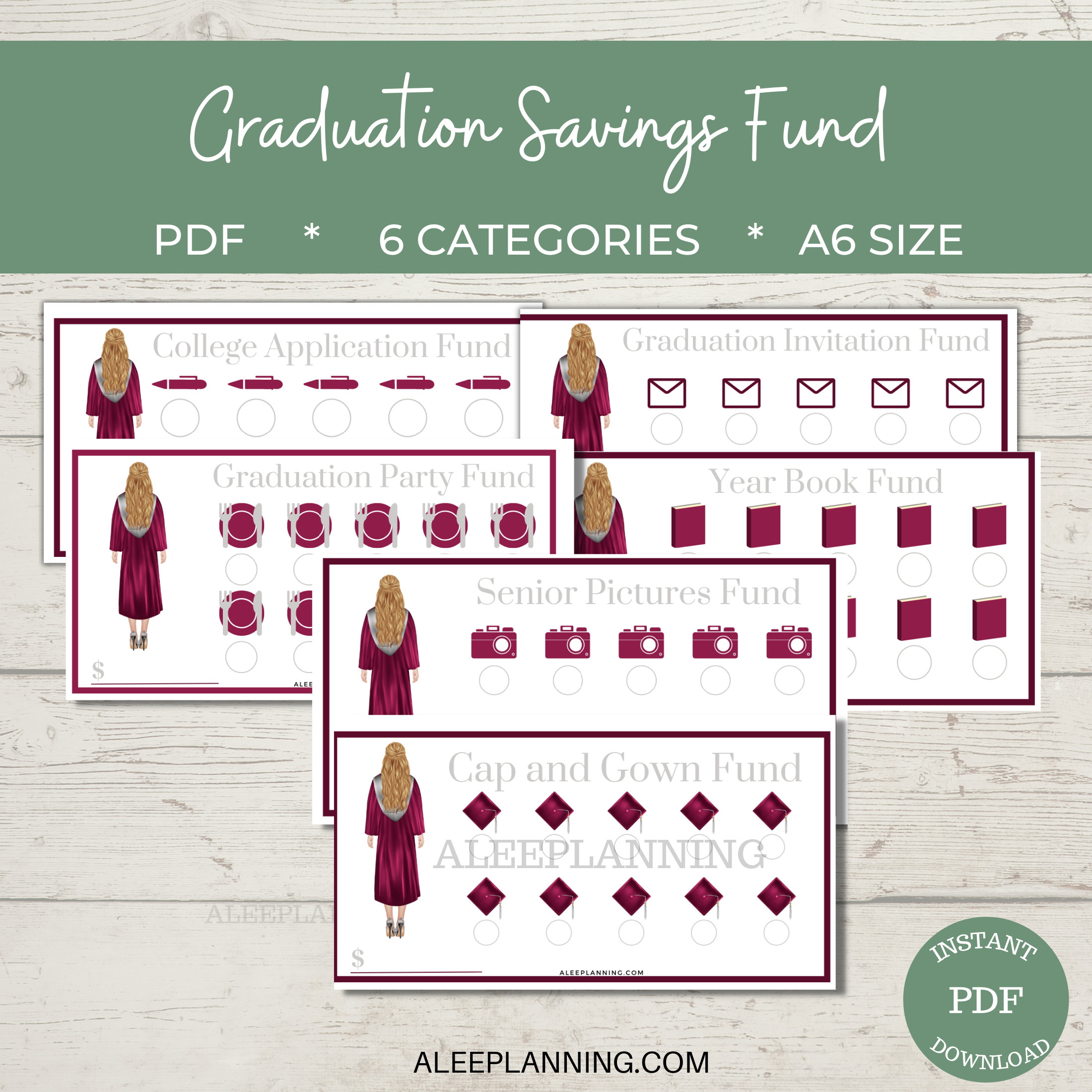 A6 Graduation Goal Tracker| Graduation Savings Fund| Graduation Savings Challenge | Printable| Senior Dues| Highschool Graduation