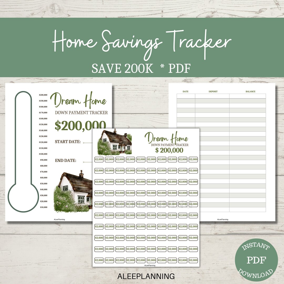 Dream Home Savings Tracker Printable: 200k Savings Challenge (PDF) - Etsy