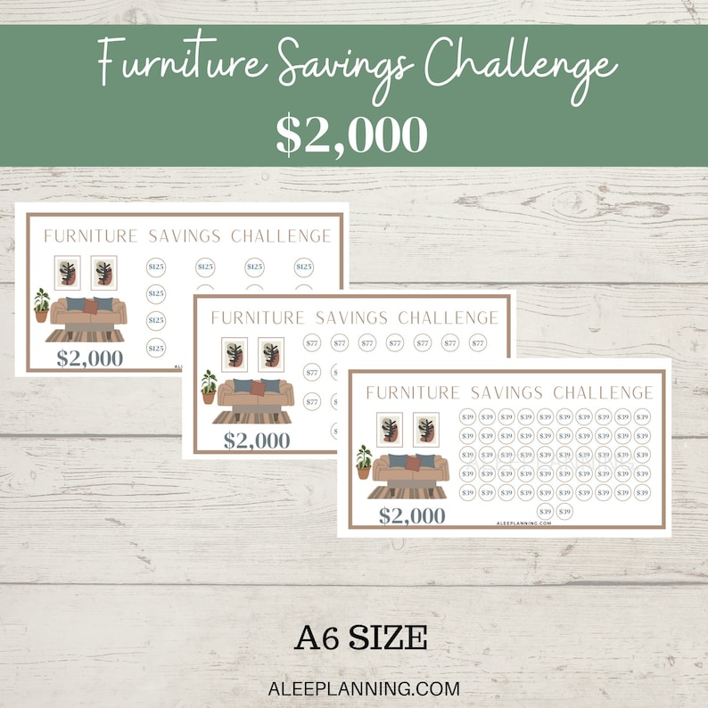 A6 Furniture Savings Fund 2K Savings Challenge Goal Etsy