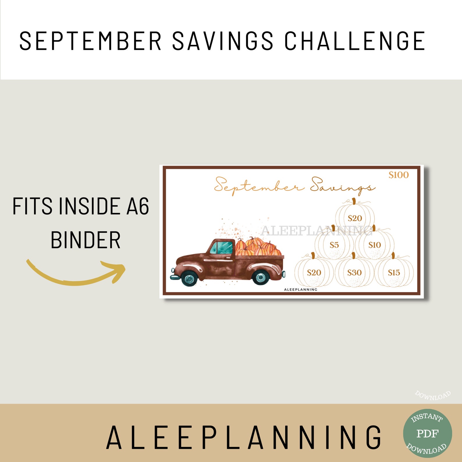 September Savings Challenge A6 Binder Inserts Mini Savings Tracker Low ...