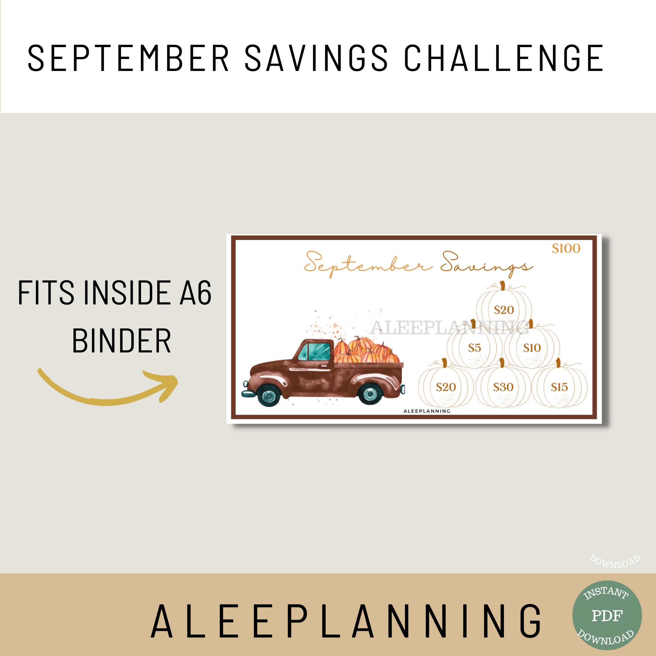 September Savings Challenge A6 Binder Inserts Mini Savings Tracker Low ...