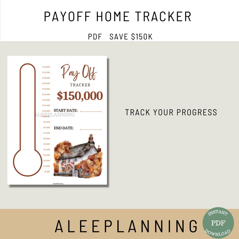 Home Payoff Tracker 150K Printable Debt Tracker Mortgage Etsy