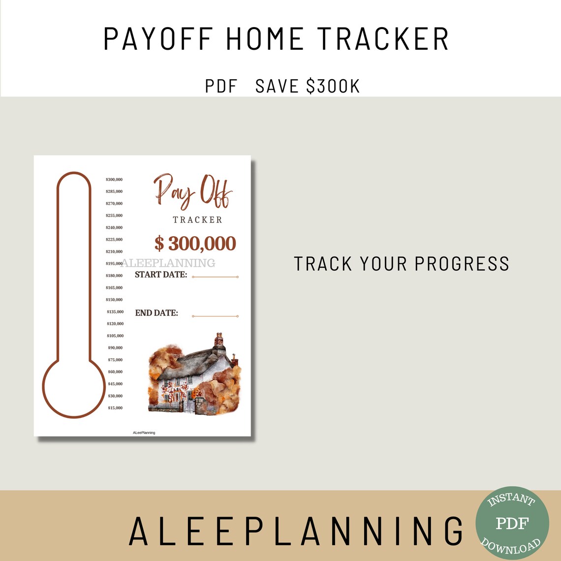 300K Home Payoff Tracker Printable Debt Tracker Mortgage Payoff Tracker Debt Free Chart House
