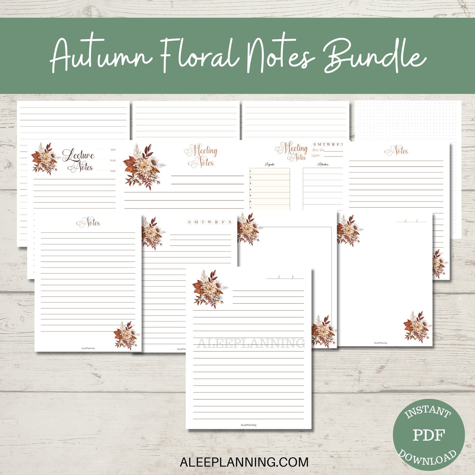 Autumn Note Page Printable Fall Note Page Bundle Printable Note Pages ...