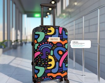 Personalized Funky Abstract Suitcase: Colorful Retro Travel Bag - Etsy