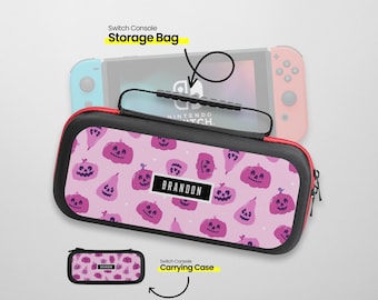 Pink Jack O' Lantern Halloween Switch Carrying Case: Hard Shell Travel Pouch