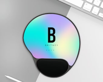 Custom Name Mouse Pad: Holographic Rainbow Ergonomic Wrist Rest