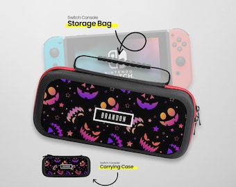Personalized Halloween Switch Case: Neon Pumpkin Travel Pouch