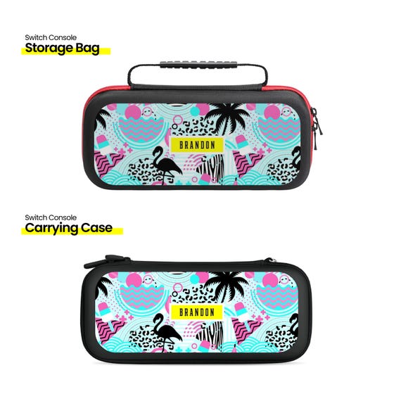 Personalized Switch Carrying Case Retro Hawaiian Flamingo Art