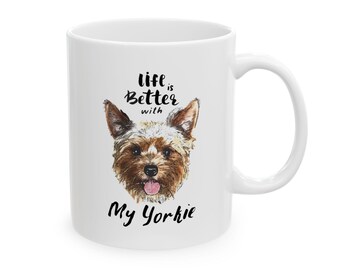 Künstlerische Yorkie Sketch Keramiktasse: Yorkshire Terrier Kaffeetasse für Hundeliebhaber
