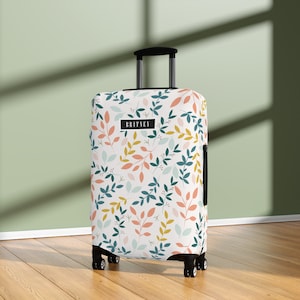 Botanisch Bagagehoes Kofferbeschermer Pastel Esthetisch Tropisch Blad Bladeren Gepersonaliseerde naam Aangepast cadeau voor kinderen jongens meisjes vrouwen mannen