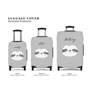 Bagagehoes Kofferbeschermer Custom Cartoon Luiaard Hoofd Thema Lichtgrijs Leuke Gepersonaliseerde Naam Reiscadeau Voor Kinderen Jongens Meisjes Vrouwen Mannen