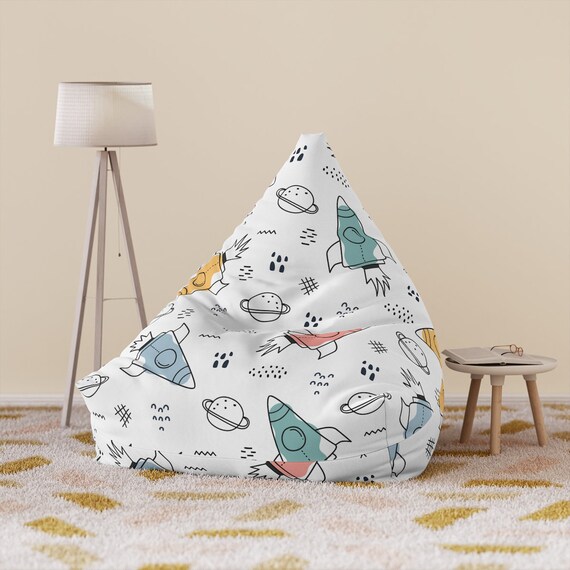Bean Bag Chair Cover Cute Space Planet Doodle Rocket Cartoon Bean Bag Chair Cover Cute Space Planet, Pastel Tie Dye Bean Bag Chair Pattern