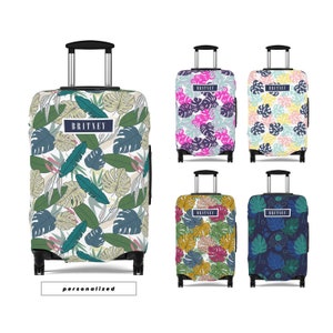 Kofferhoes Bagagebeschermer Kleurrijk Abstract Tropisch Exotisch Monstera Bladeren Gepersonaliseerd Aanpassen Cadeau Voor Kinderen Jongens Meisjes Vrouwen Mannen