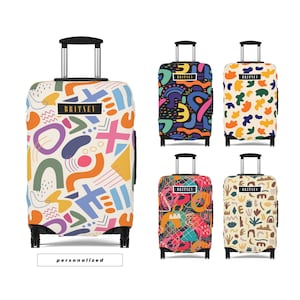 Kofferbeschermer Bagagehoes Kleurrijk Funky Retro Abstracte Vormen Patroon Gepersonaliseerd Aanpassen Cadeau Voor Kinderen Jongens Meisjes Vrouwen Mannen