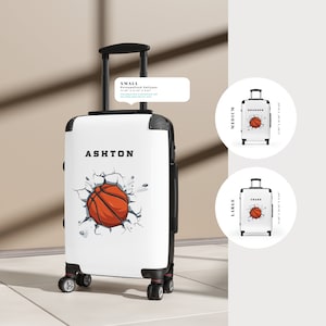 Suitcase With Wheels Luggage Cabin Travel Bag Orange Basketball Ball Sport Pattern Personalized Custom Gift For Kids Boys Girls Women Men