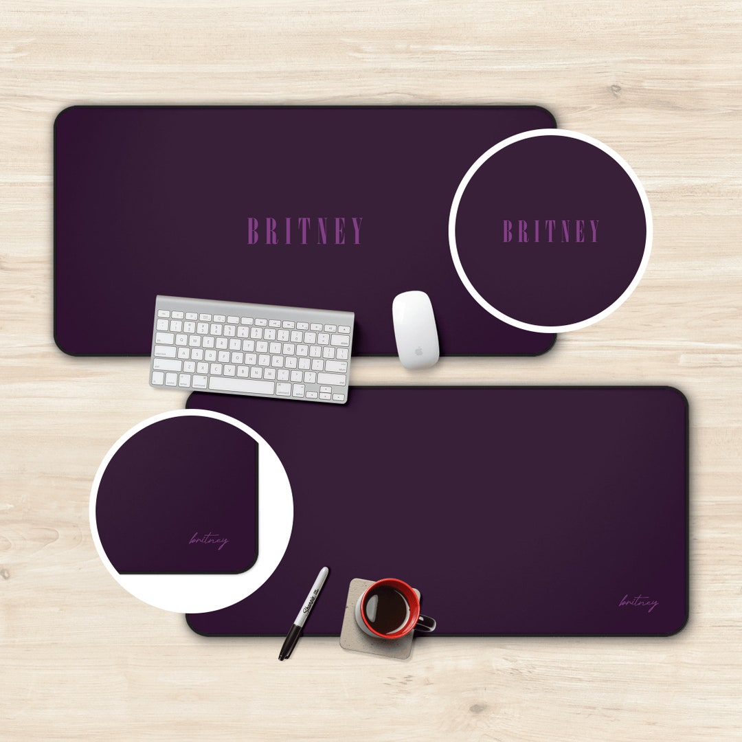 Purple Desk Mat Personalized Custom Name Aesthetic Dark Rustic Eggplant ...