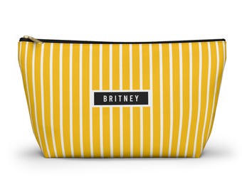 Astuccio per accessori personalizzato: striscia gialla audace per Mahjong e borsa da viaggio per cosmetici