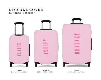 Funda de equipaje Protector de maleta Personalizado Simple Minimalista Llano Rosa Pastel Nombre personalizado Personalizar regalo para niños Niños Niñas Mujeres Hombres